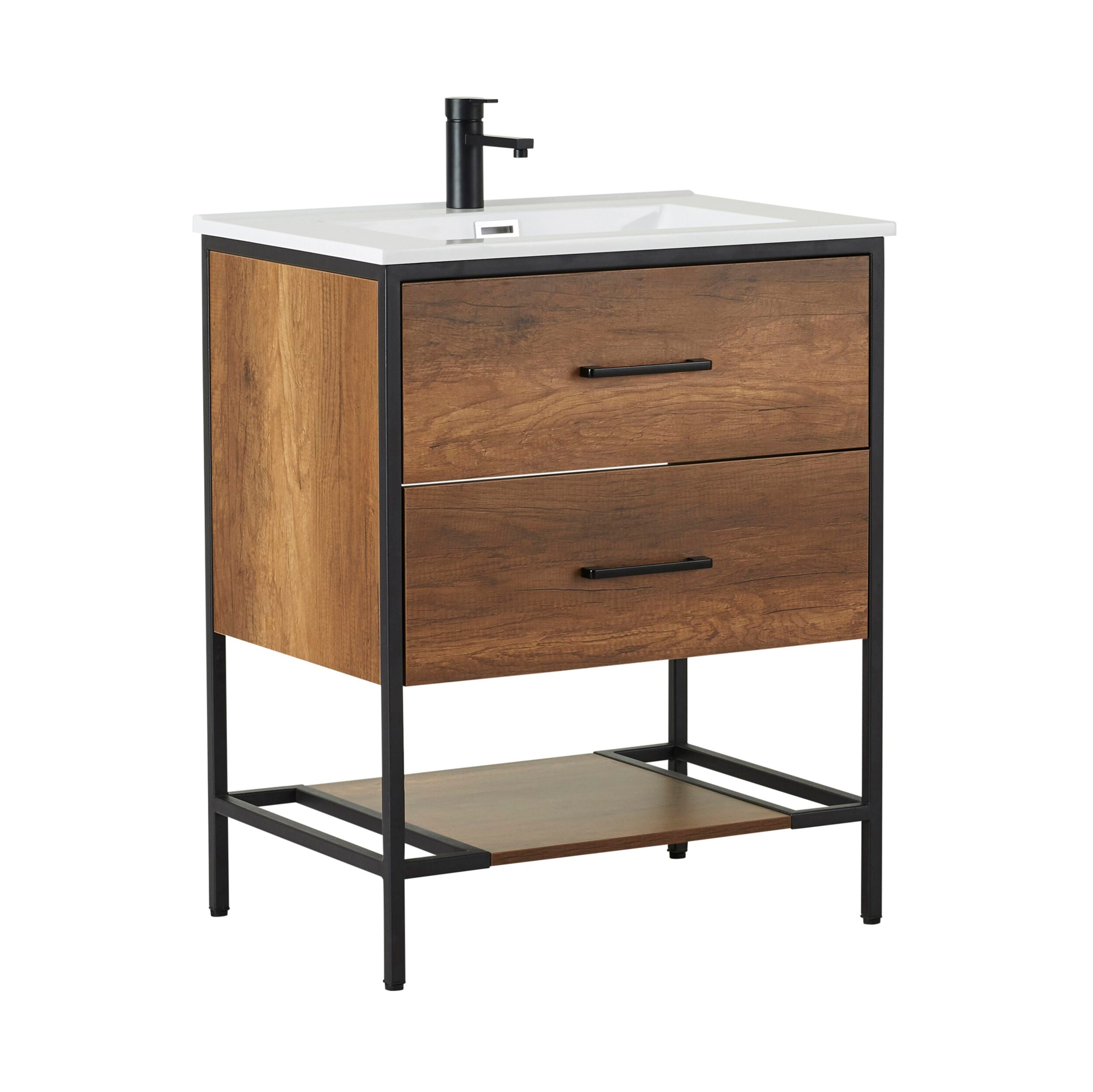 Milford Single Vanity Dark Oak 700mm