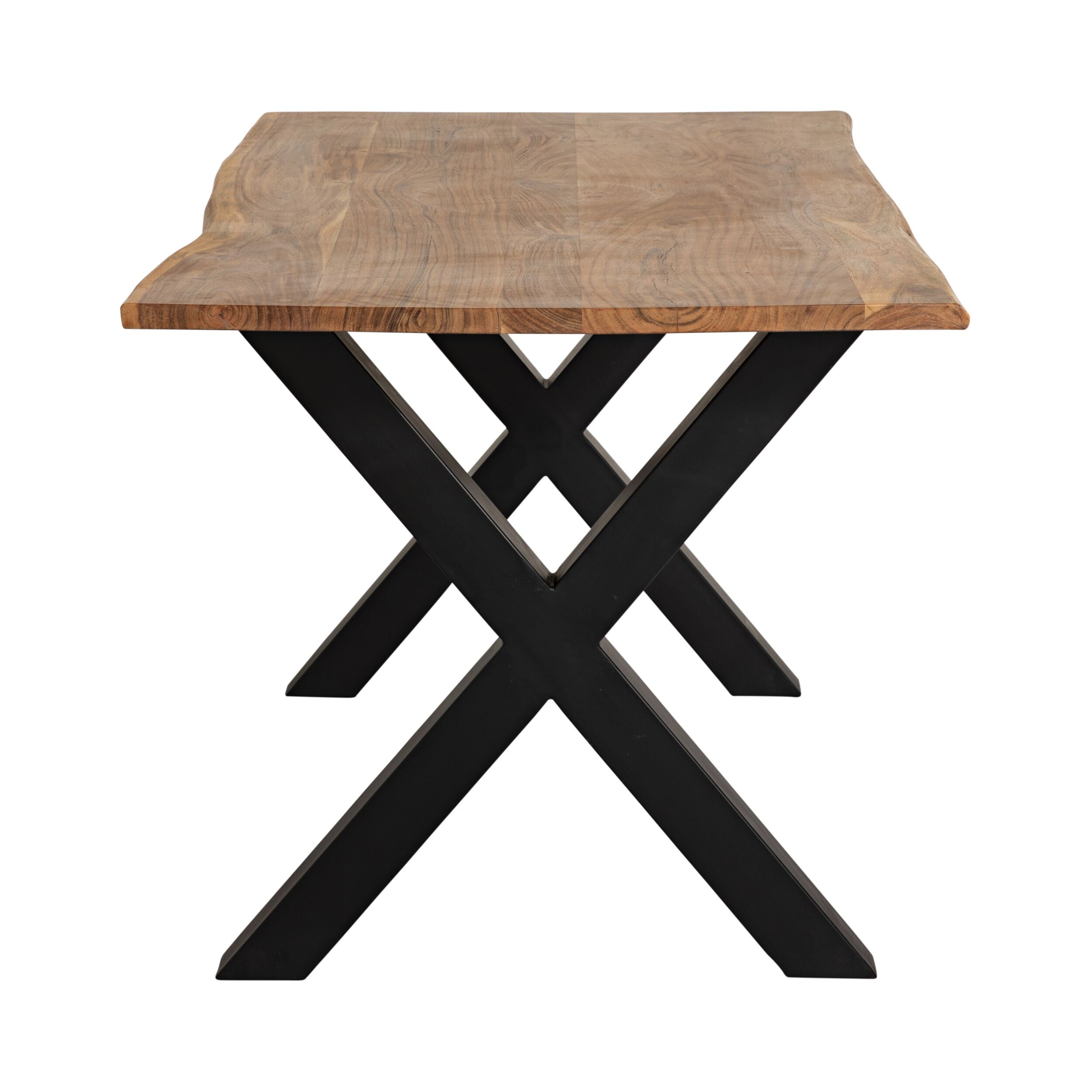 Live Edge Timber Dining Table with Cross Leg Base 160cm