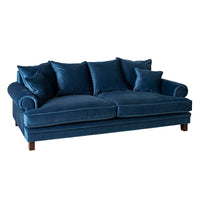 Lisette 3.5 Seater Extra Deep Luxe Velvet Sofa Indigo Blue Custom C-010