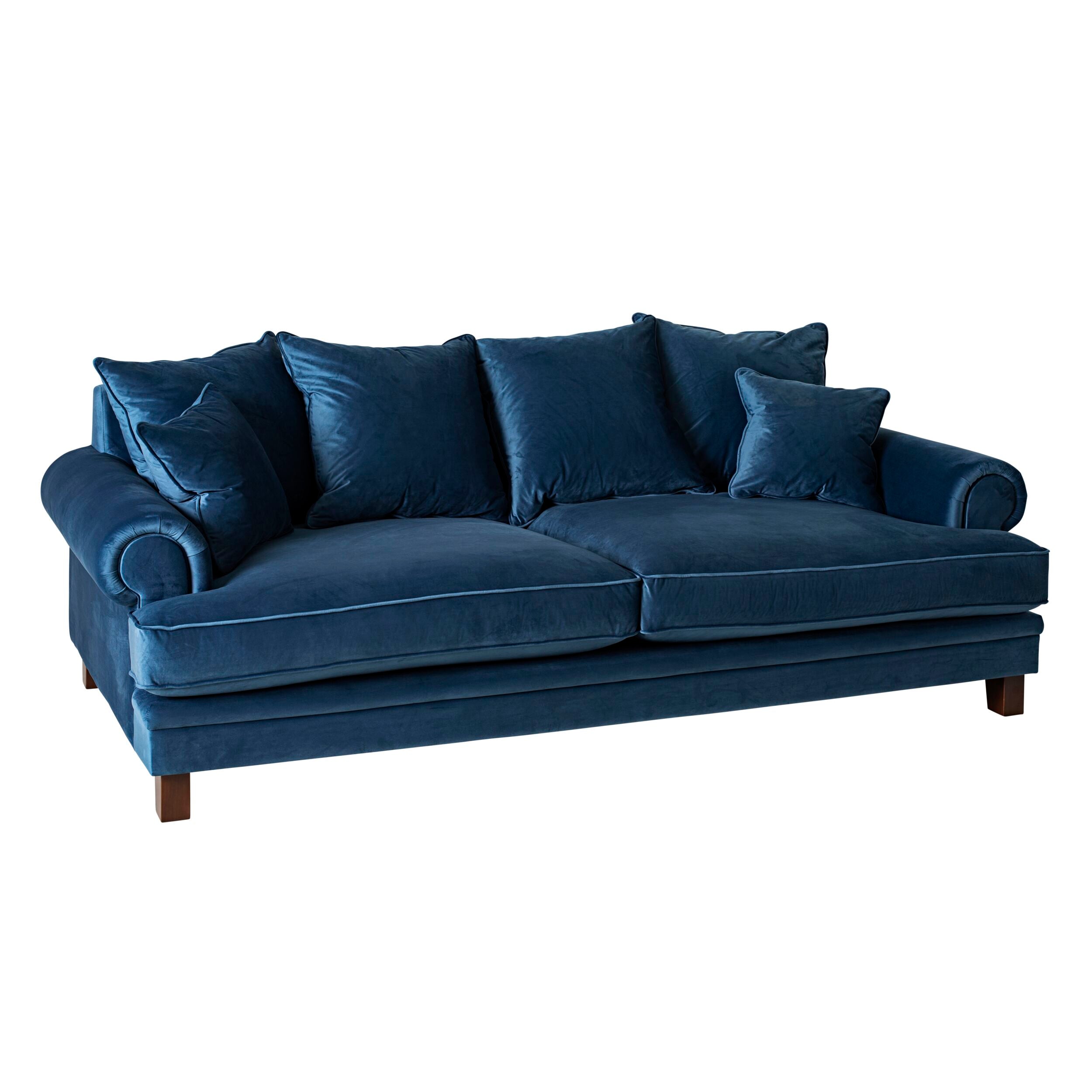 Lisette 3.5 Seater Velvet Deep Sofa Celeste Indigo