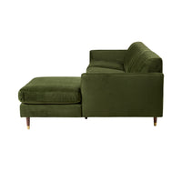 Stitch 3 Seater Velvet Chaise RHF Juniper Olive