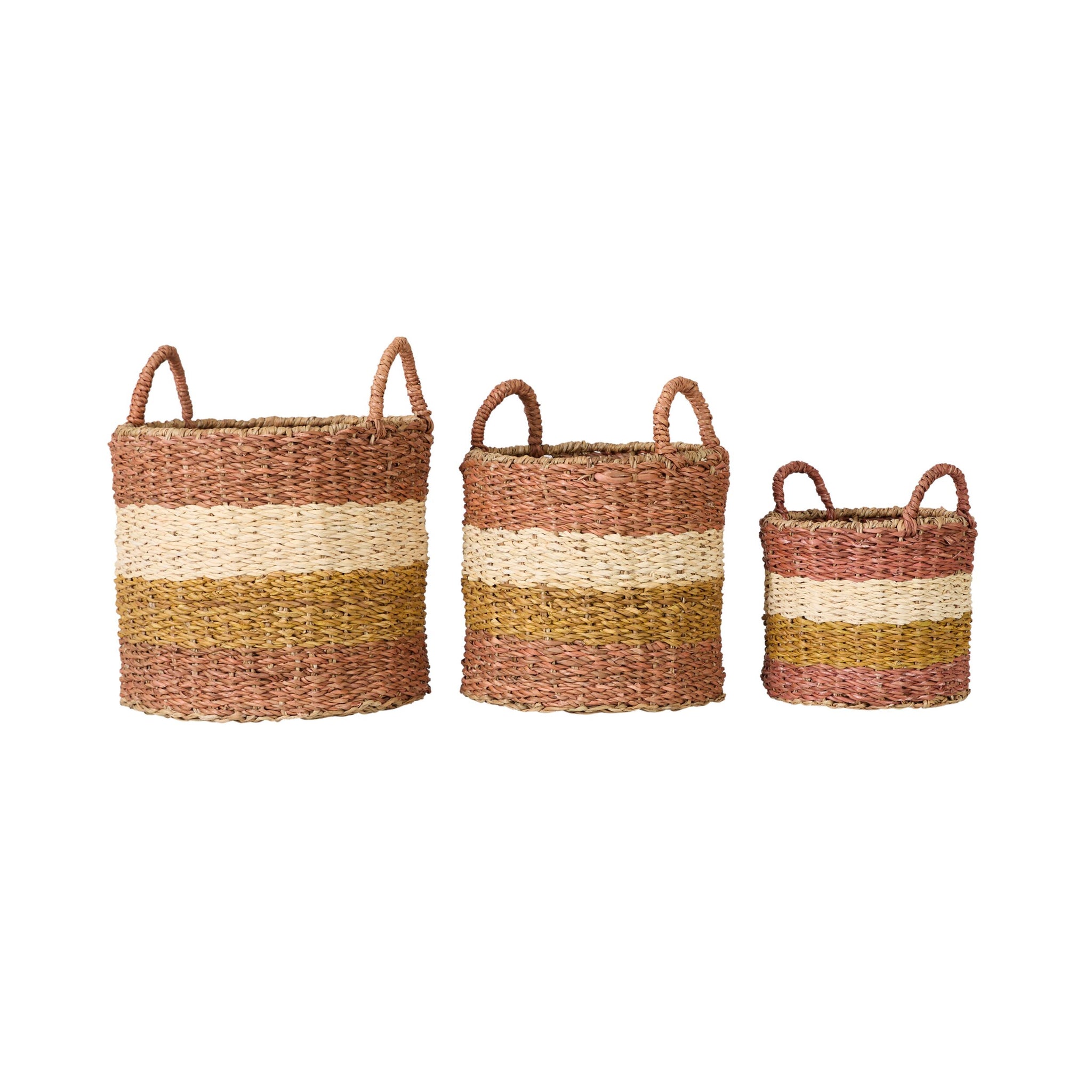 Ravani Wide Stripe Round Storage Basket Set of 4