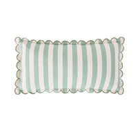 Aruba Scallop Edge Stripe Soft Green Lumbar Cushion 70x35cm