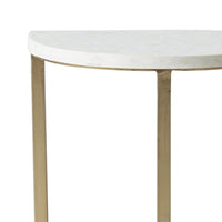 Bone Inlay Half Moon Side Table Beige with Gold Frame 44cm