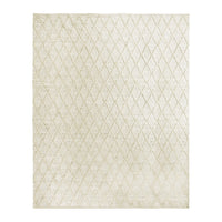 Diamond Trellis Hand Woven Viscose Cream Wool Rug 400x300cm