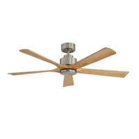 Breeze 132cm Indoor DC Fan - Satin Nickel with Natural Timber Blades
