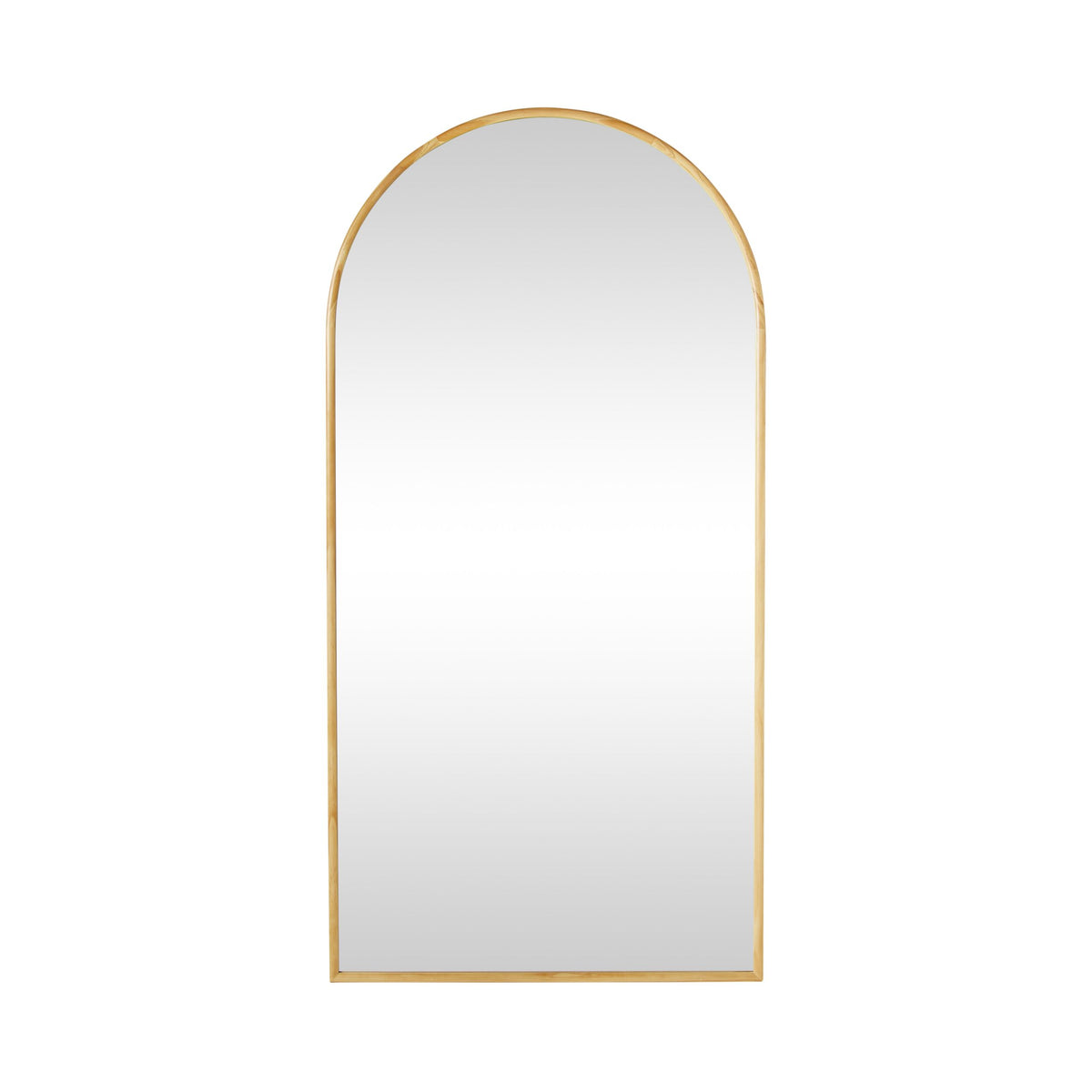 Natural Wooden Arched Floor Mirror